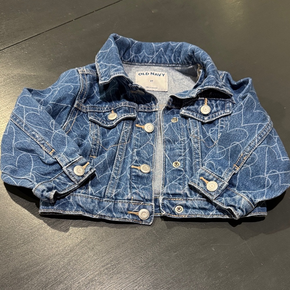 Old Navy Denim Jacket with Hearts - 2T